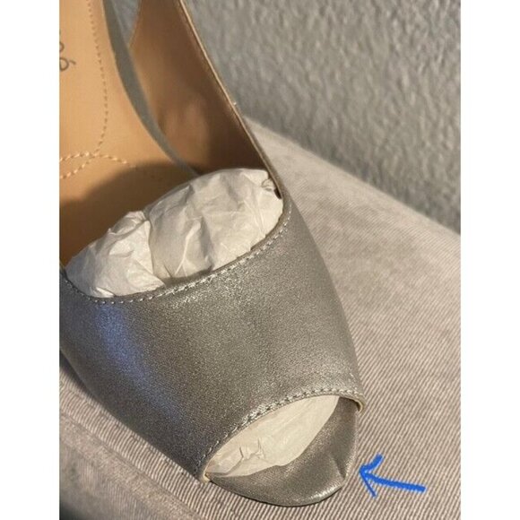 NEW J Renee Jenvey Satin Kitten Heel Slingback (Silver w/tan bottom) – Size 7 - Picture 7 of 7